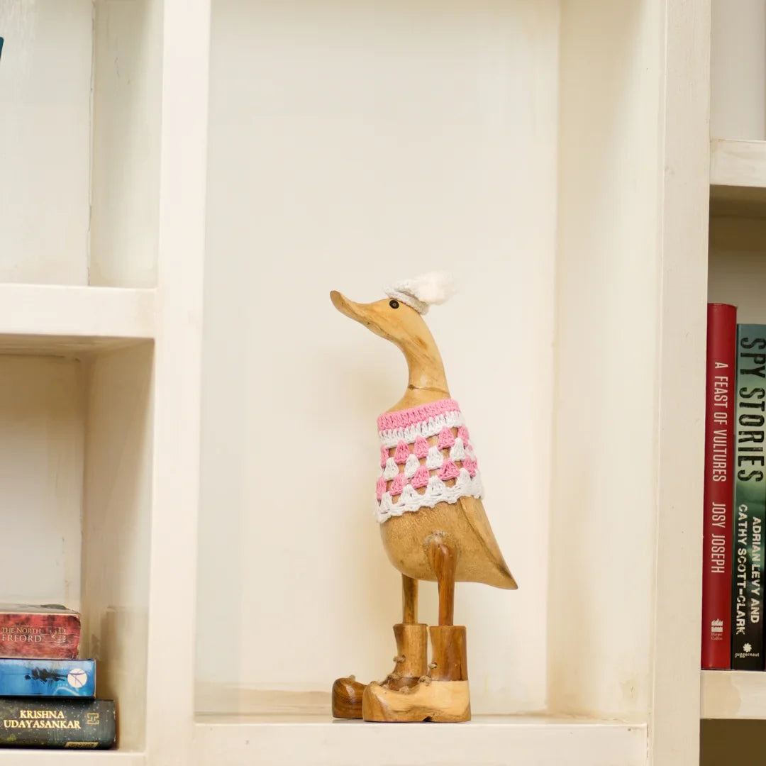 TIMBER KALA'S SMALL KNIGHT PINK WHITE SWAGGER DUCKS FOR DECOR