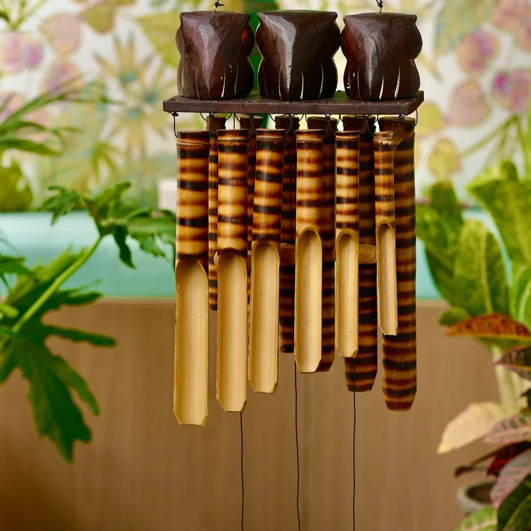 TIMBER KALA’S OWLS 3 CELESTIAL CHIMES FOR OUTDOORS