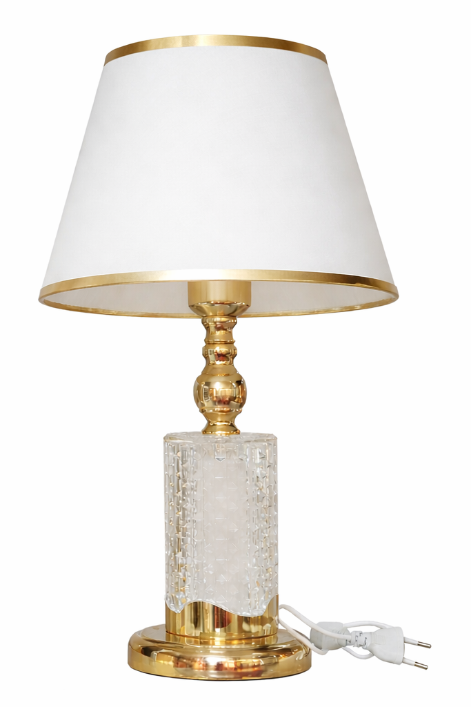 Luxury Crystal & Gold Table Lamp with Warm Ambient Glow – Elegant Modern Bedside Lamp