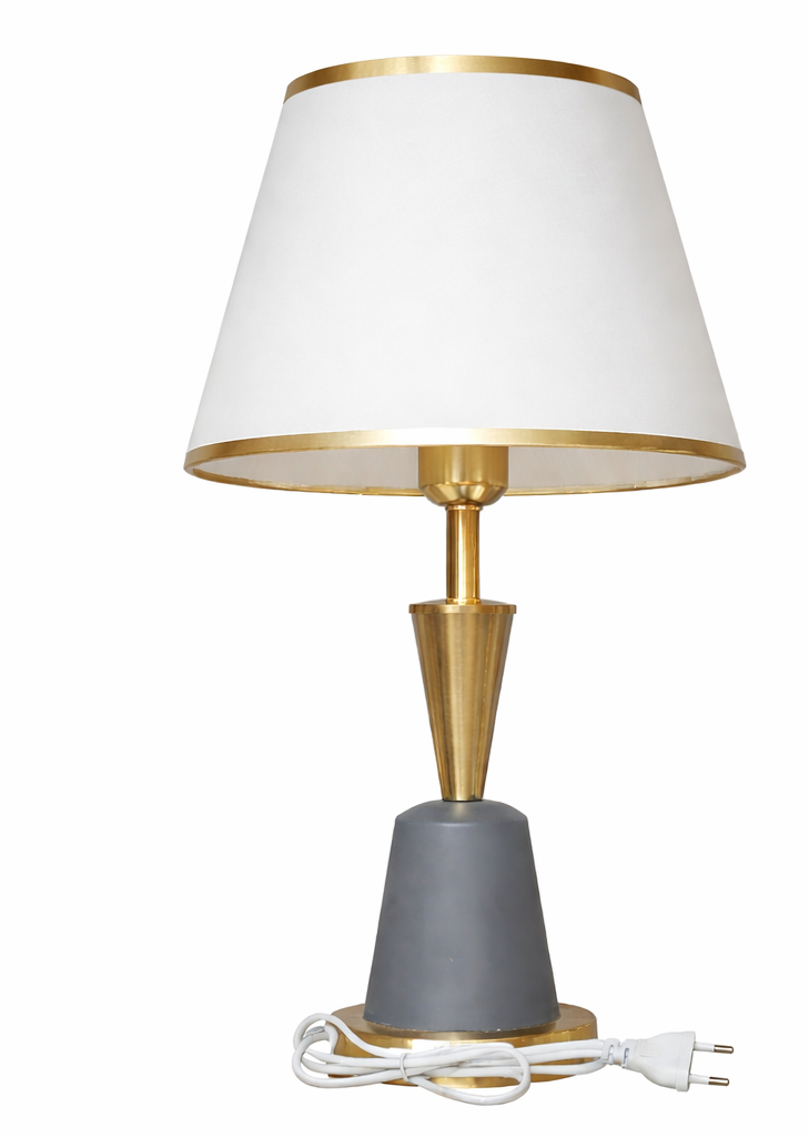 Luxury Modern Table Lamp with White Fabric Shade & Gold Finish Base