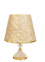 Premium Crystal & Gold Table Lamp with Designer Fabric Shade – Elegant Day & Night Accent Lamp for Living Room