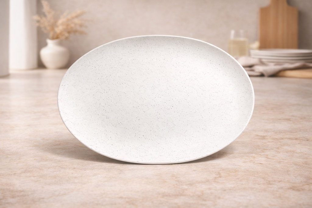 Speckled Stone Oval Serving Platter and Pasta Bowl Set