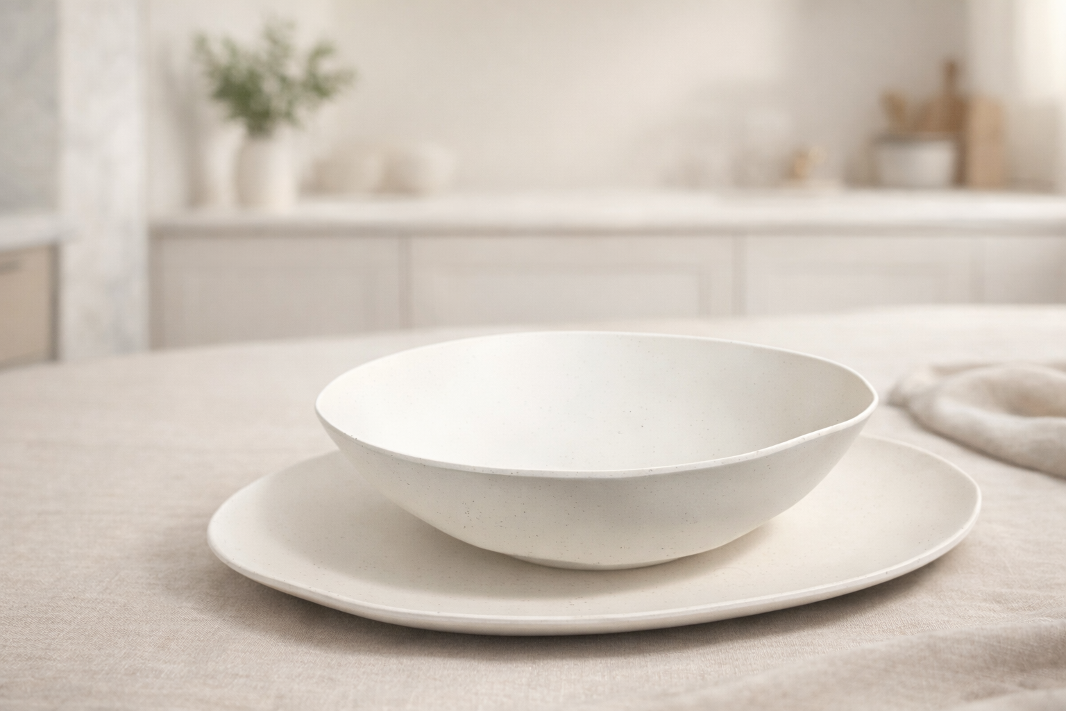 Speckled Stone Oval Serving Platter and Pasta Bowl Set