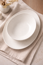 Speckled Stone Oval Serving Platter and Pasta Bowl Set