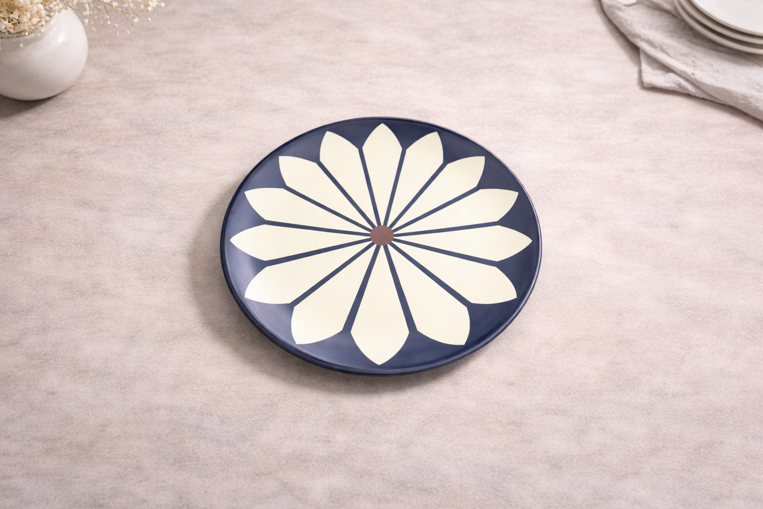 Indigo Floral & Petal 4-Piece Ceramic Bowl and Plate Set