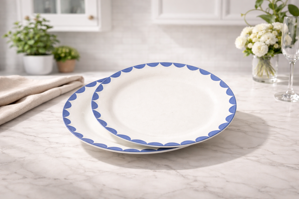 Midnight Bloom 7-Piece Melamine Dinnerware & Serving Tray Set