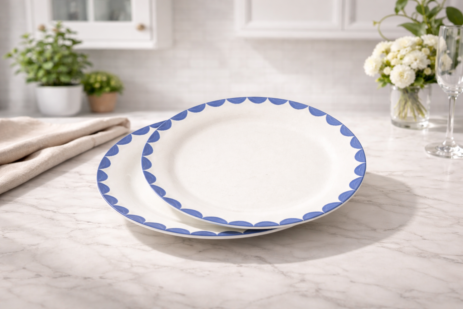 Midnight Bloom 7-Piece Melamine Dinnerware & Serving Tray Set