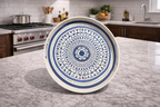 Aegean Mandala Circular Serving Tray with Integrated Handles