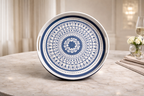 Aegean Mandala Circular Serving Tray with Integrated Handles