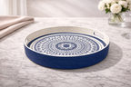 Aegean Mandala Circular Serving Tray with Integrated Handles