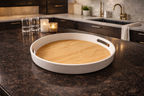 Nordic Bamboo & White Circular Ottoman Tray