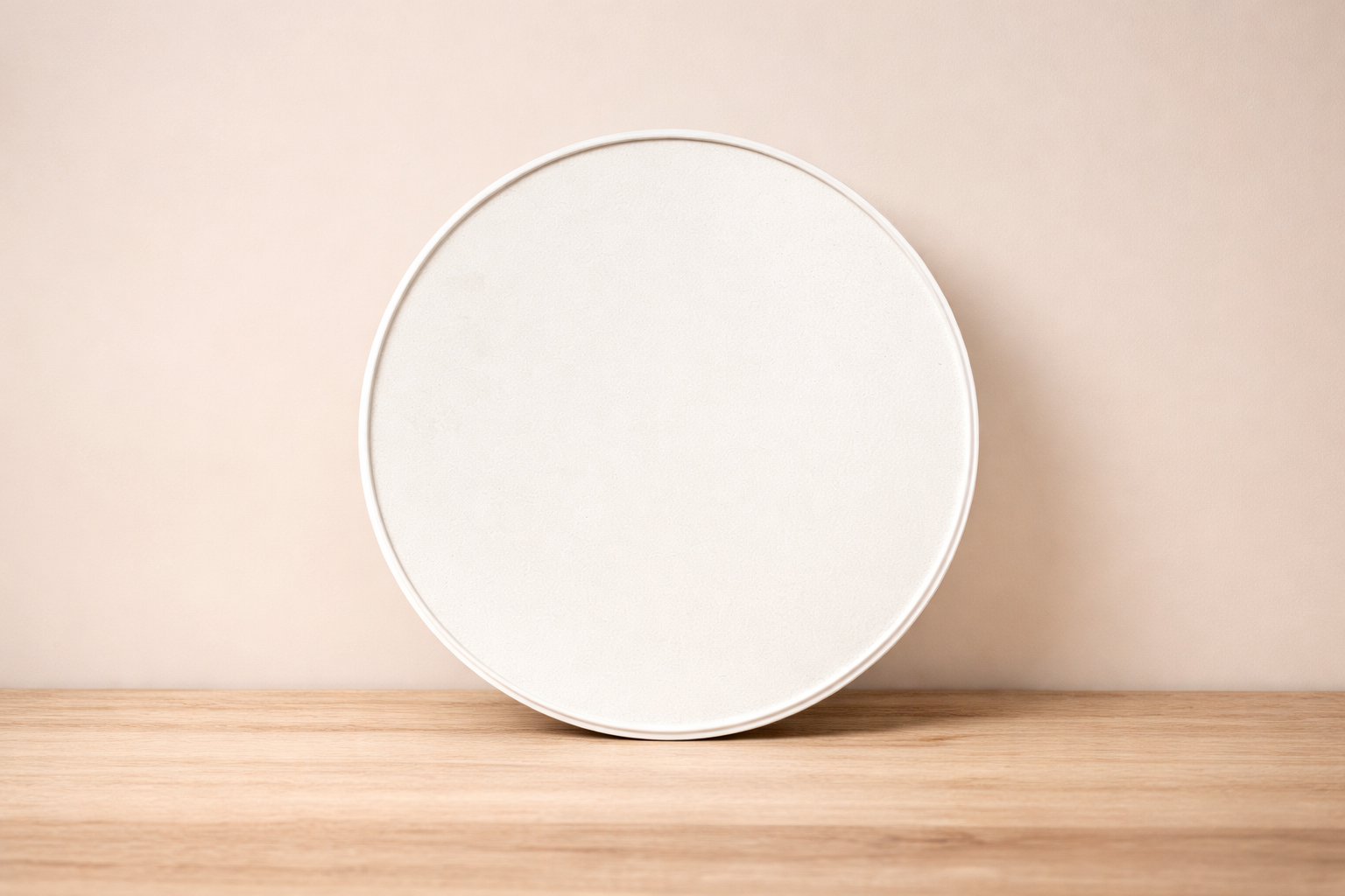 Nordic Bamboo & White Circular Ottoman Tray