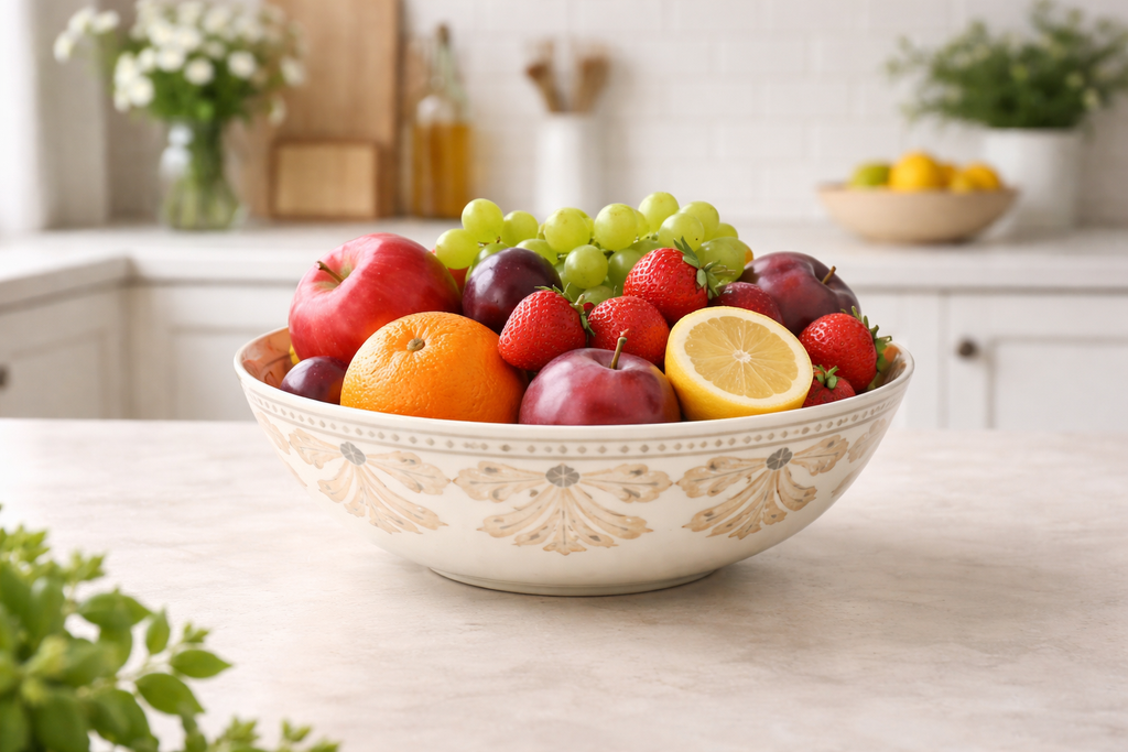 Heritage Gold & Slate Extra-Large Hand-Painted Salad Bowl