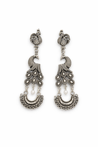 Majestic Peacock Chandbali Style Oxidised Earrings