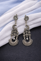 Majestic Peacock Chandbali Style Oxidised Earrings