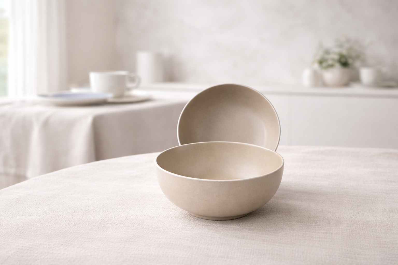 Sandstone Matte 2-Piece Minimalist Soup Bowl Set