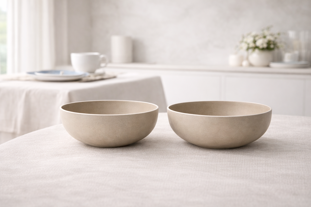 Sandstone Matte 2-Piece Minimalist Soup Bowl Set