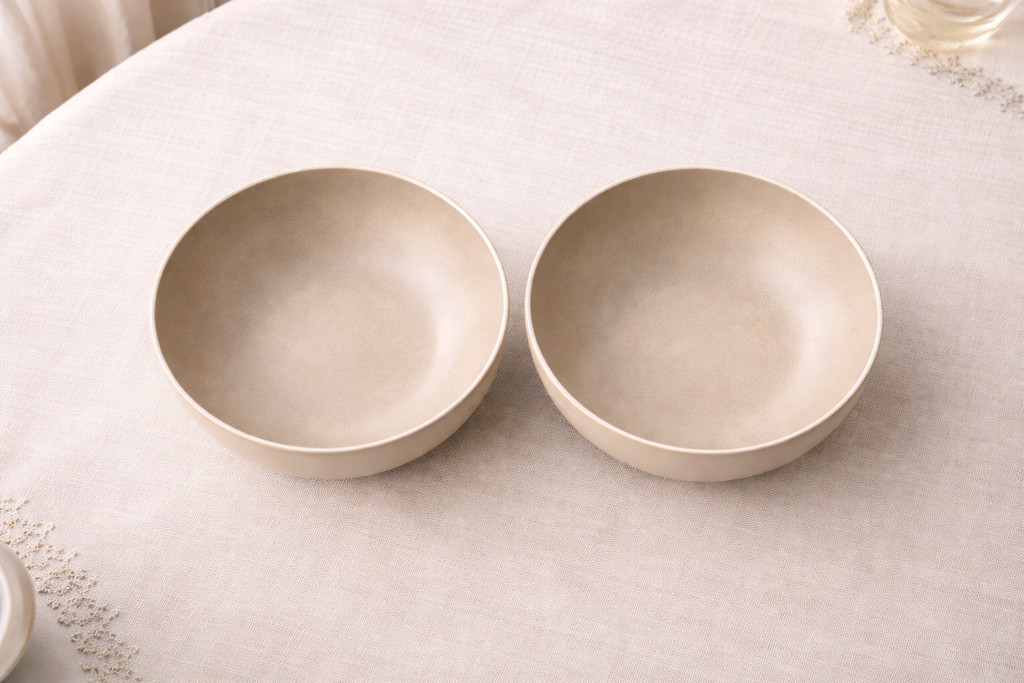 Sandstone Matte 2-Piece Minimalist Soup Bowl Set