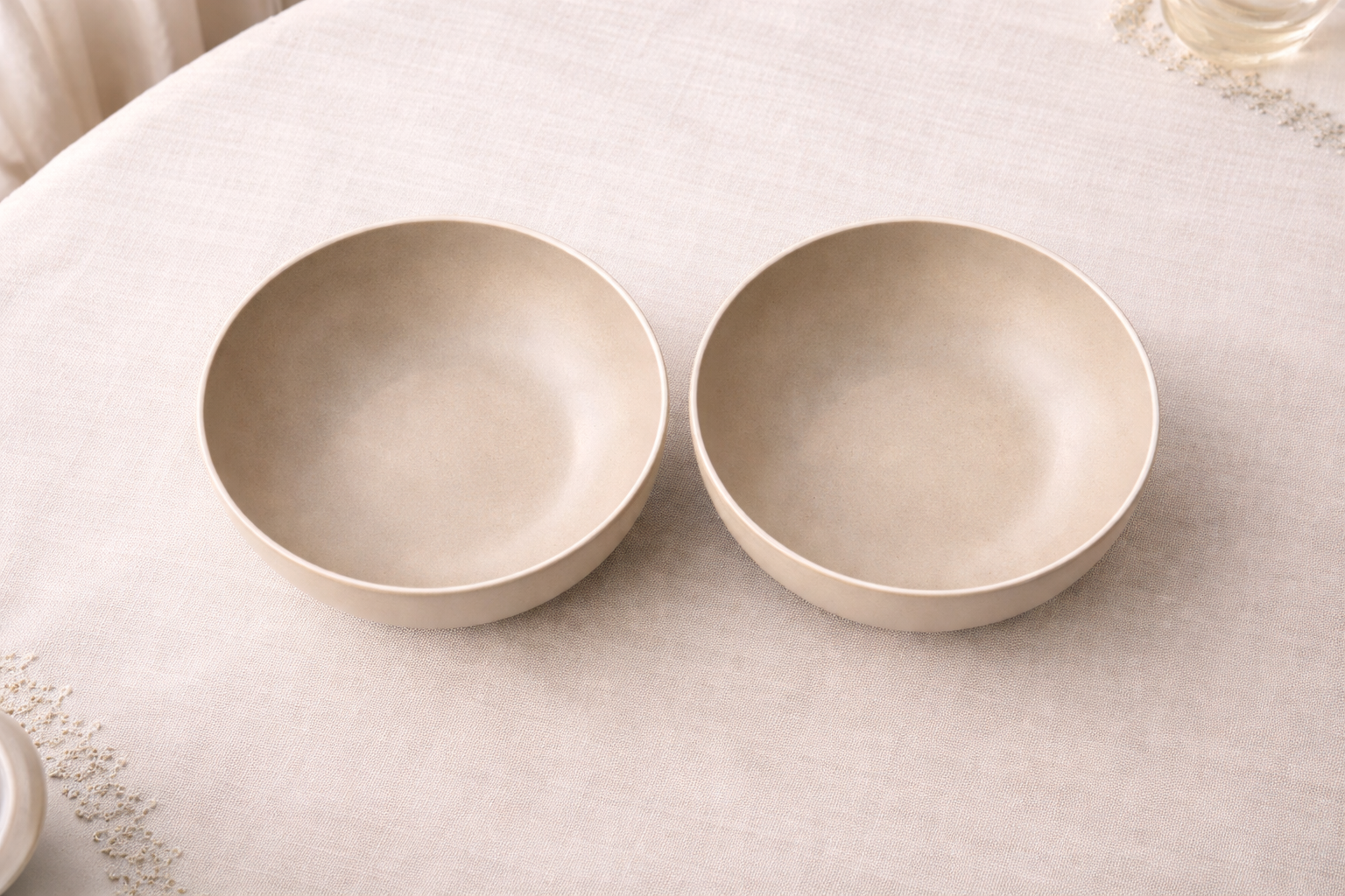 Sandstone Matte 2-Piece Minimalist Soup Bowl Set