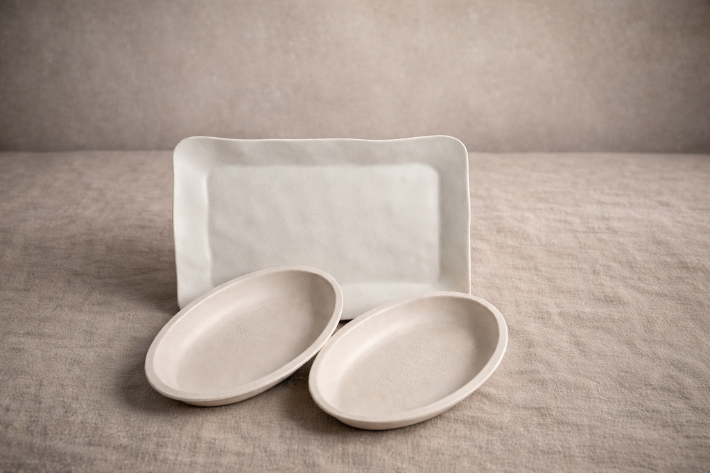Stone Harvest 3-Piece Oval and Rectangular Platter Set