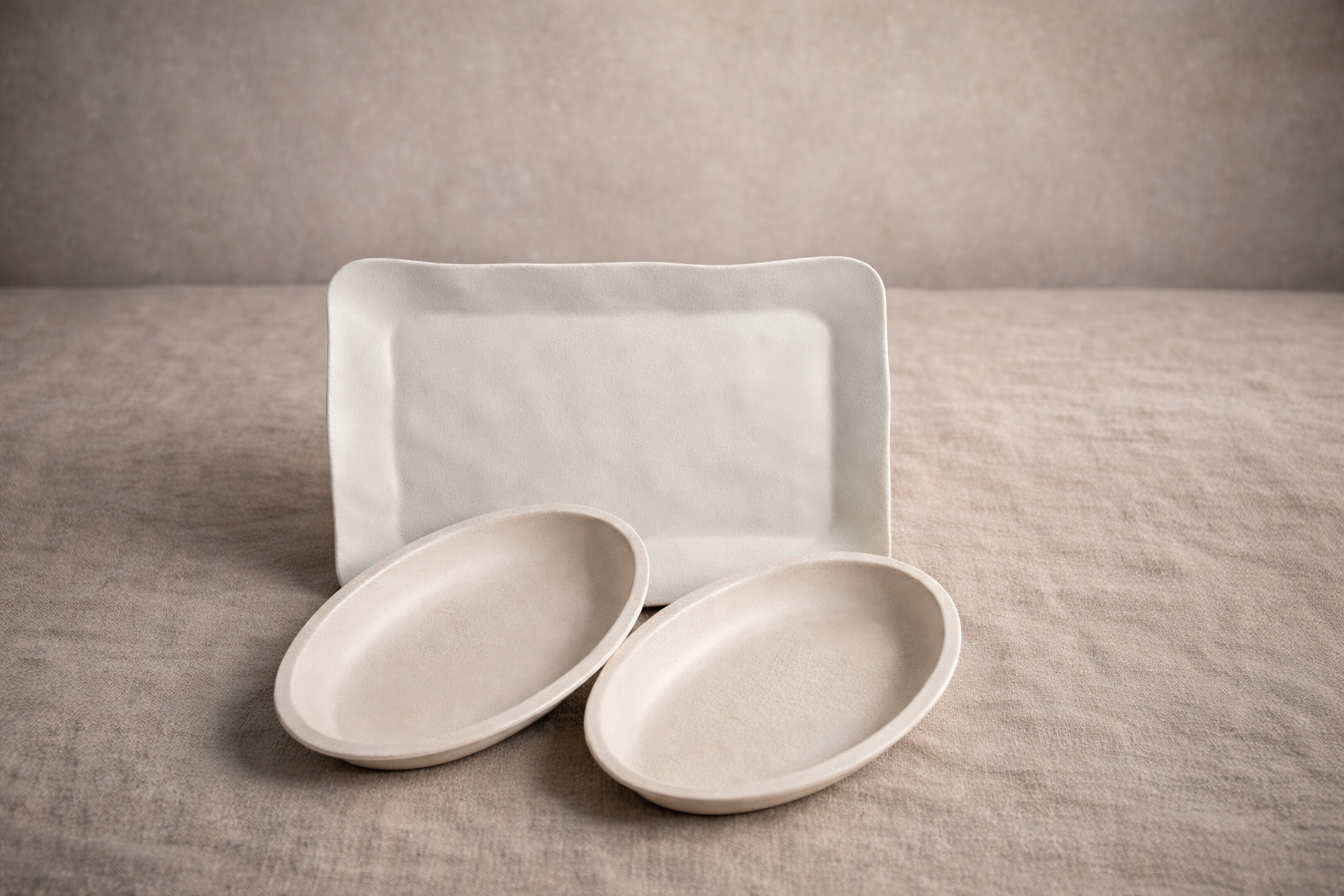 Stone Harvest 3-Piece Oval and Rectangular Platter Set