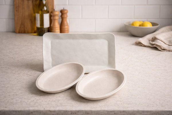 Stone Harvest 3-Piece Oval and Rectangular Platter Set