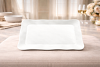 Artisan Ripple Rectangular White Porcelain Platter