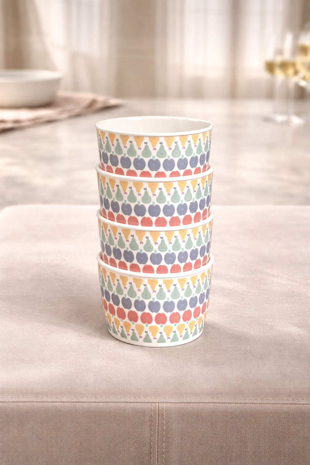 Orchard Harvest 4-Piece Fruit Motif Snack Bowl Set