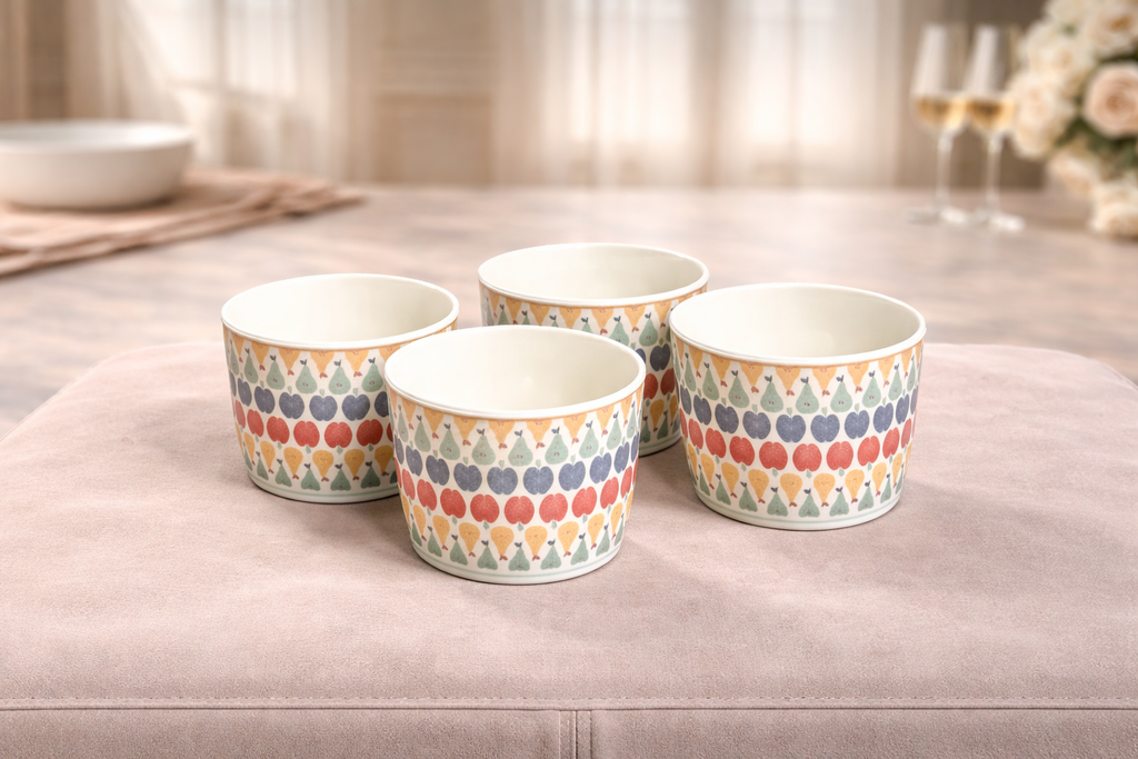 Orchard Harvest 4-Piece Fruit Motif Snack Bowl Set