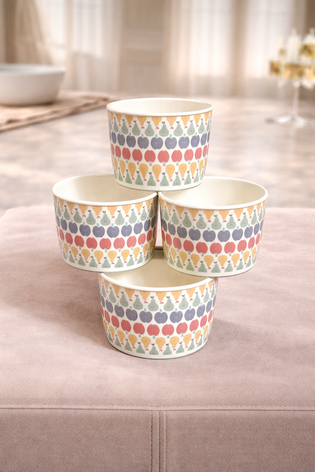 Orchard Harvest 4-Piece Fruit Motif Snack Bowl Set