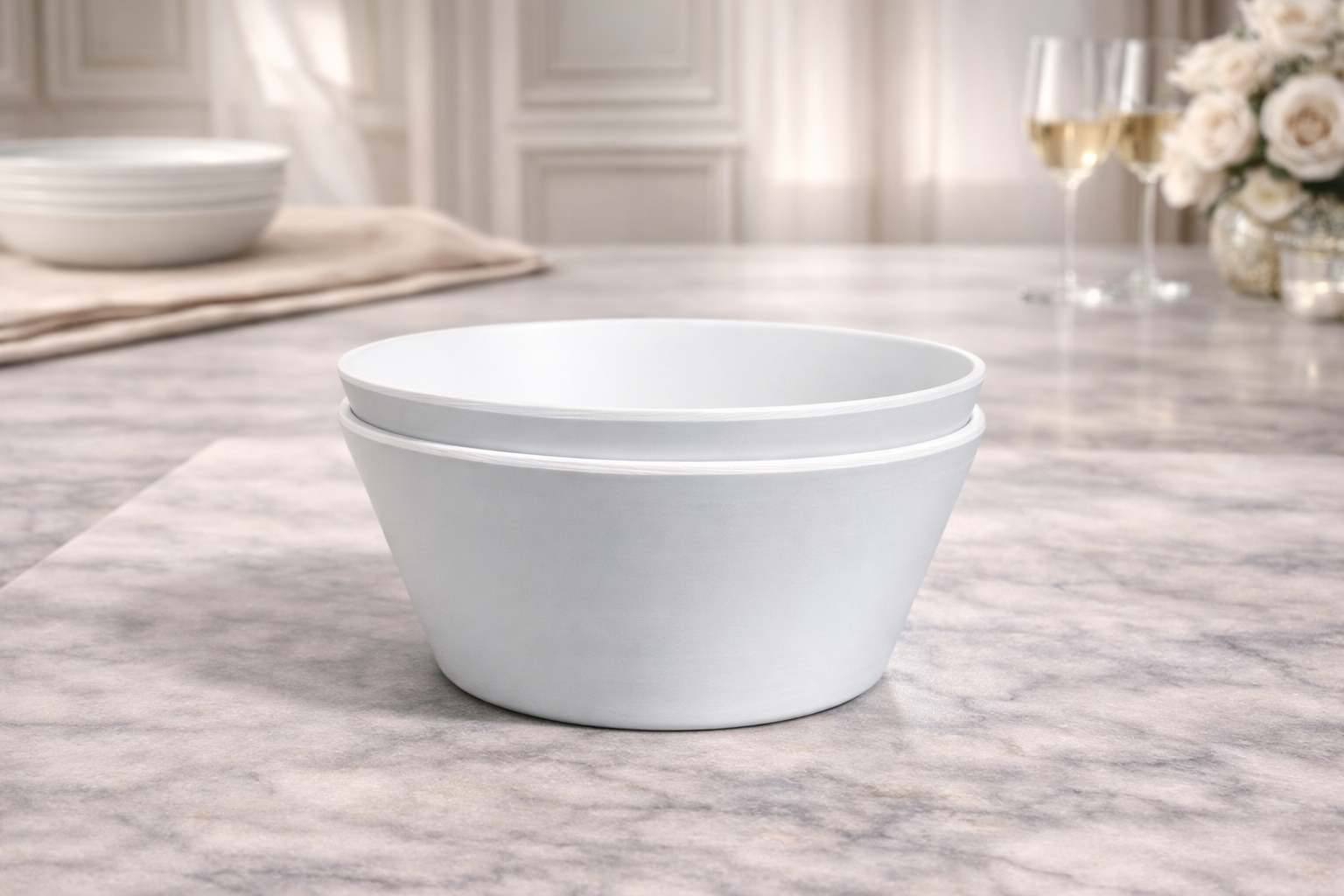 Frost White 2-Piece Tapered Salad Bowl Set