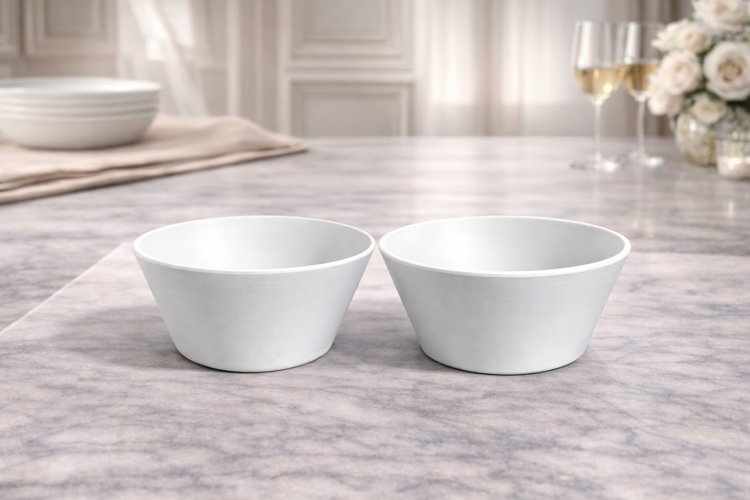 Frost White 2-Piece Tapered Salad Bowl Set