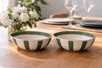 Forest Stripe 2-Piece Stoneware Pasta Bowl Set