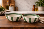 Forest Stripe 2-Piece Stoneware Pasta Bowl Set