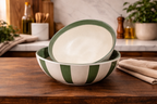 Forest Stripe 2-Piece Stoneware Pasta Bowl Set