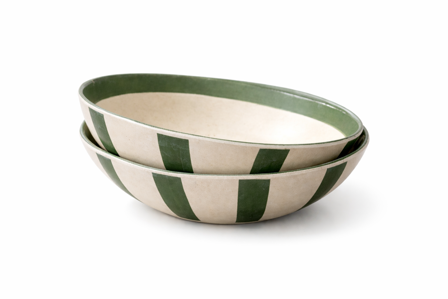 Forest Stripe 2-Piece Stoneware Pasta Bowl Set