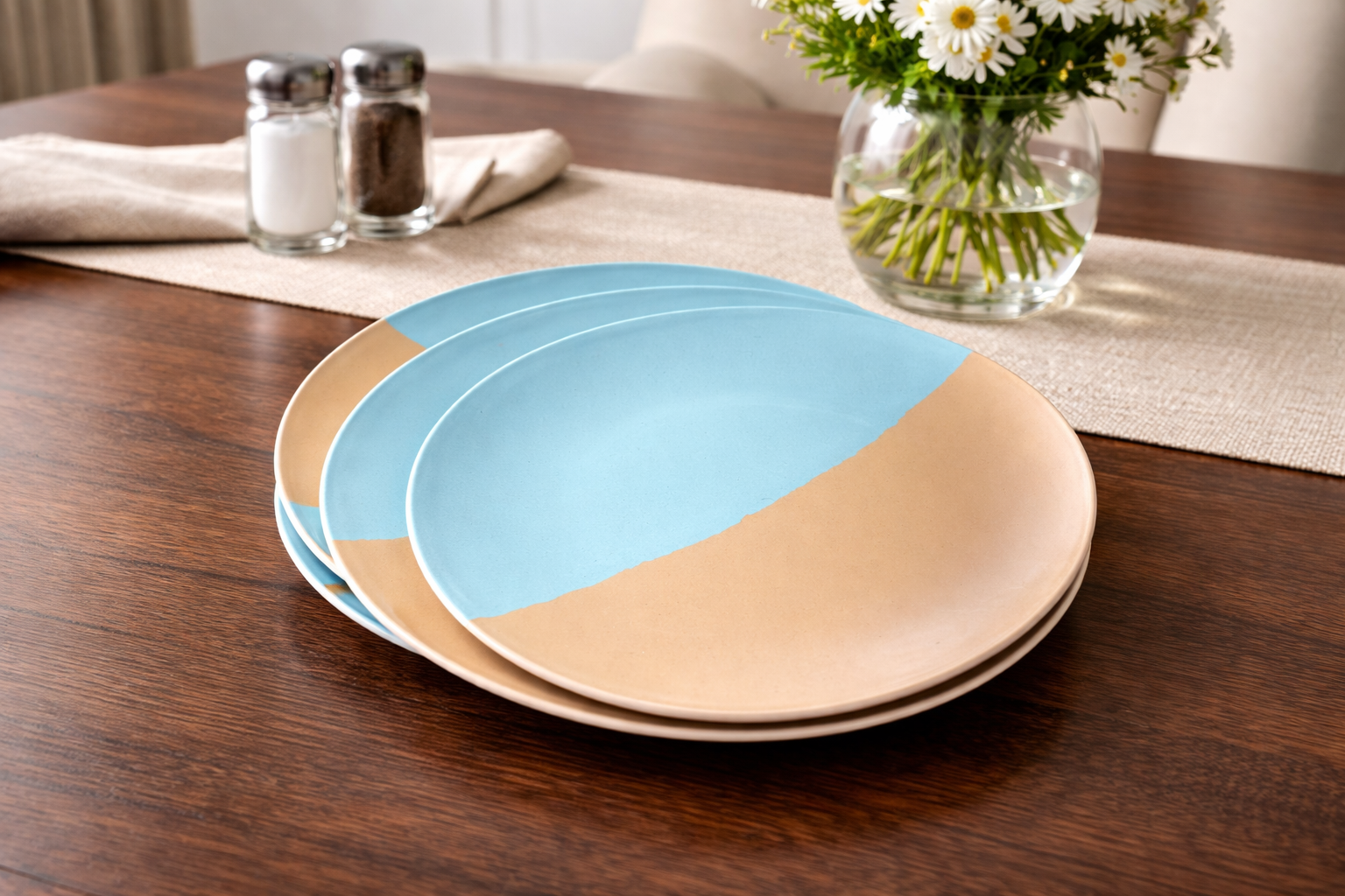 Horizon Dip-Dye 4-Piece Artisanal Plate Set