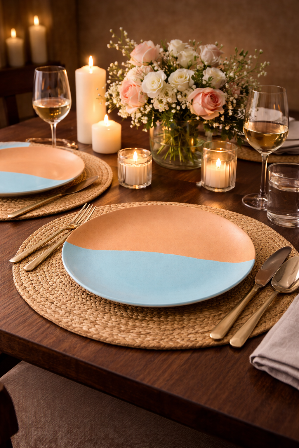 Horizon Dip-Dye 4-Piece Artisanal Plate Set