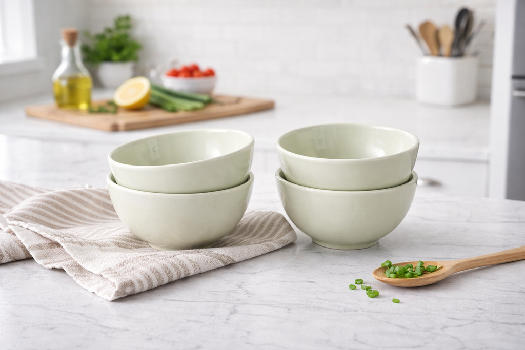 Celadon Mist 4-Piece Stoneware Cereal Bowl Set
