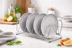 Modernist Grey 4-Piece Plate Set with Chrome Organizer