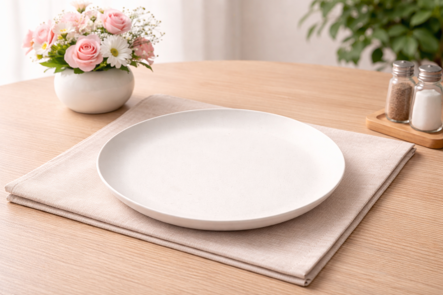 Modernist Grey 4-Piece Plate Set with Chrome Organizer