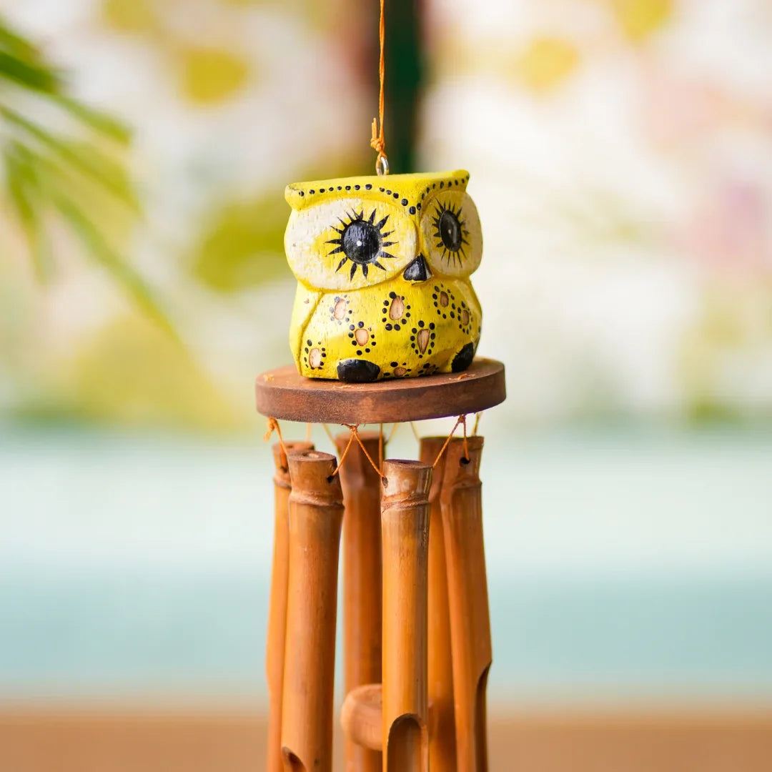 TIMBER KALA’S OWLS SINGLE CELESTIAL CHIMES FOR OUTDOORS