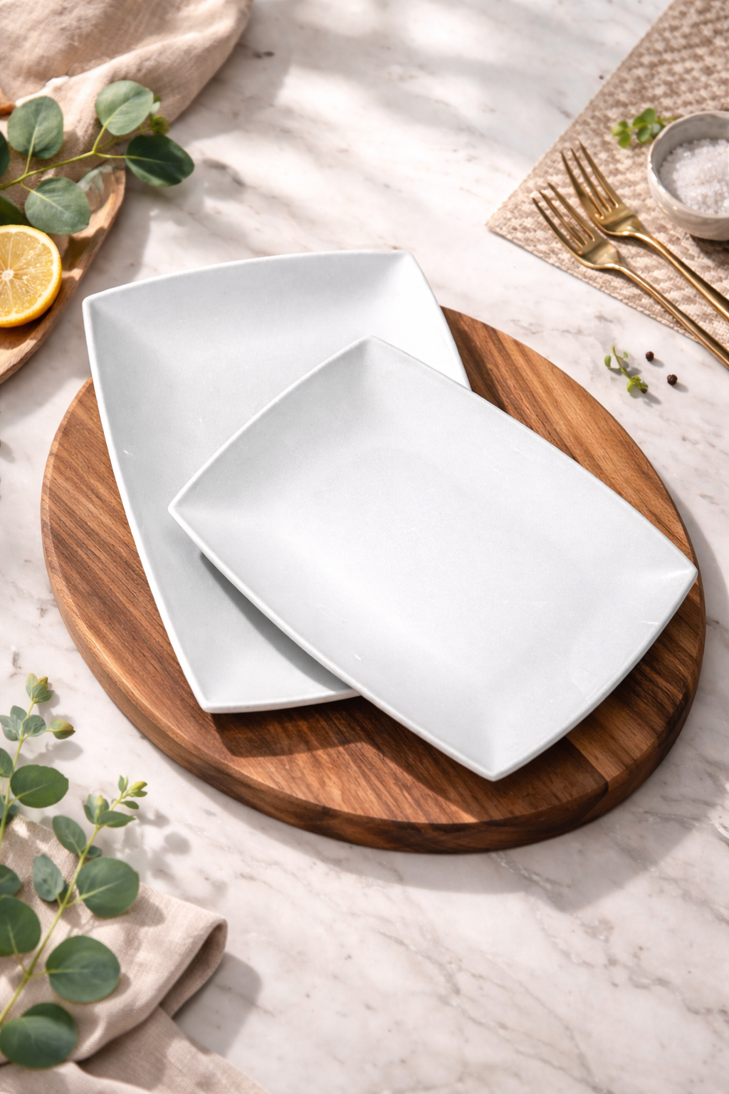 Pristine White 2-Piece Rectangular Platter Duo
