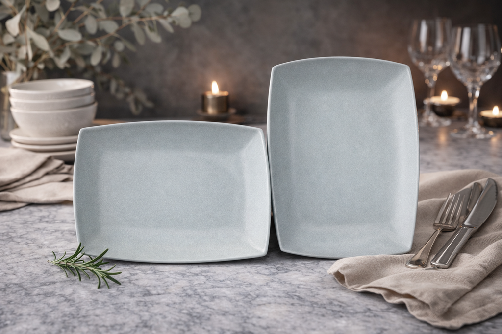 Pristine White 2-Piece Rectangular Platter Duo