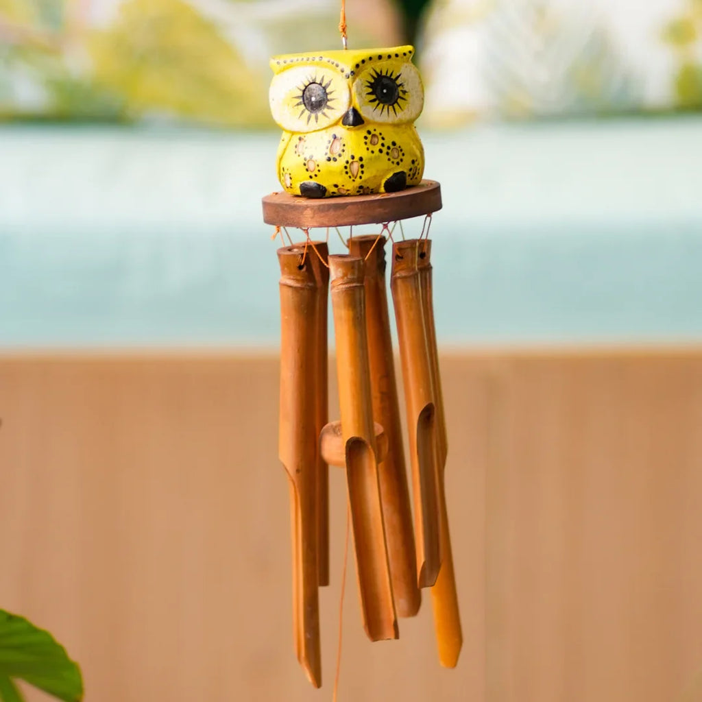 TIMBER KALA’S OWLS SINGLE CELESTIAL CHIMES FOR OUTDOORS