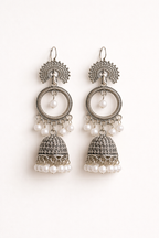 Boho Fusion Hoop & Jhumka Earrings with Pearls