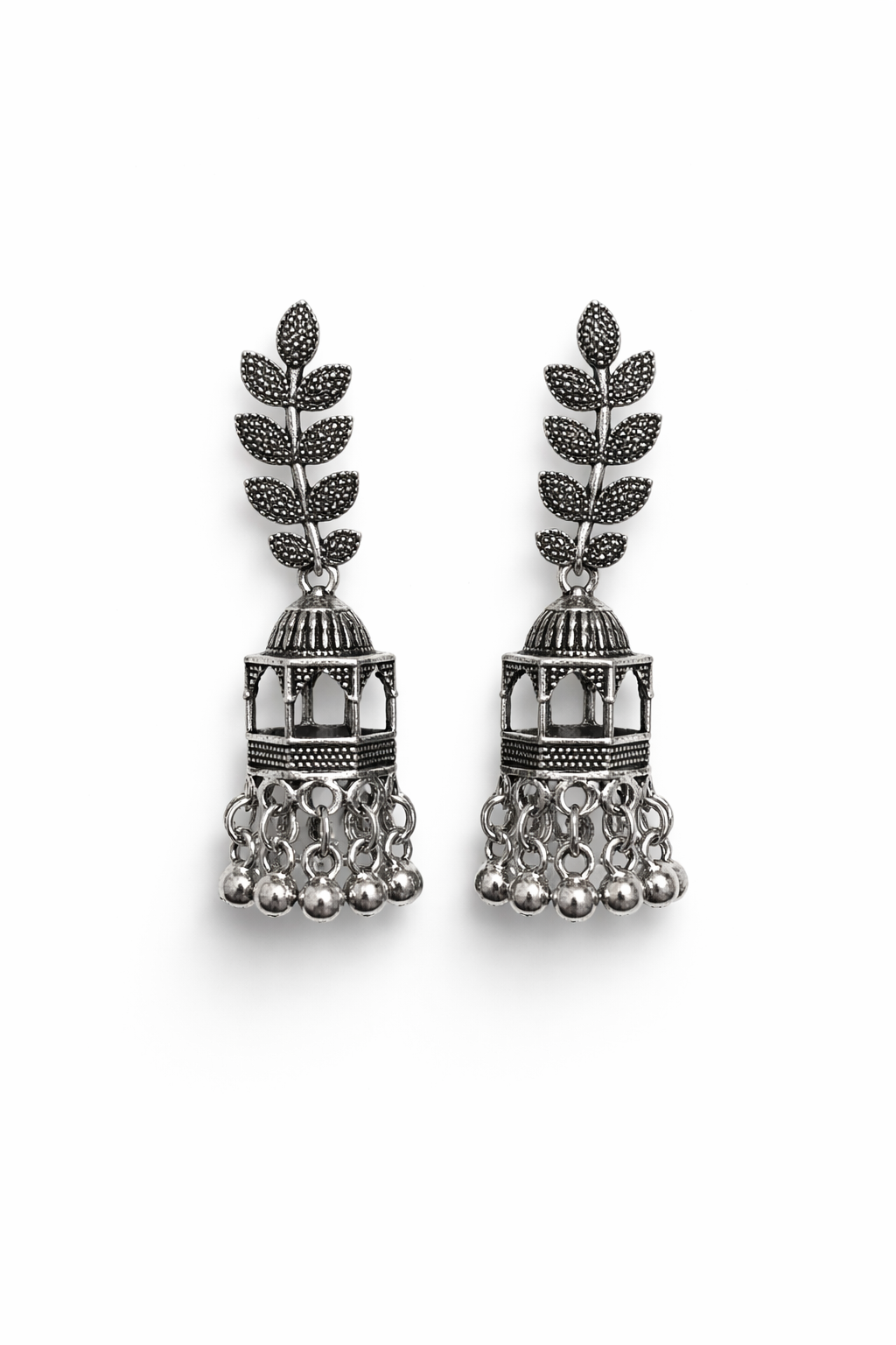 Vintage Leaf Vine Cage Jhumkas