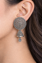 Intricate Filigree Disc & Bell Drop Earrings