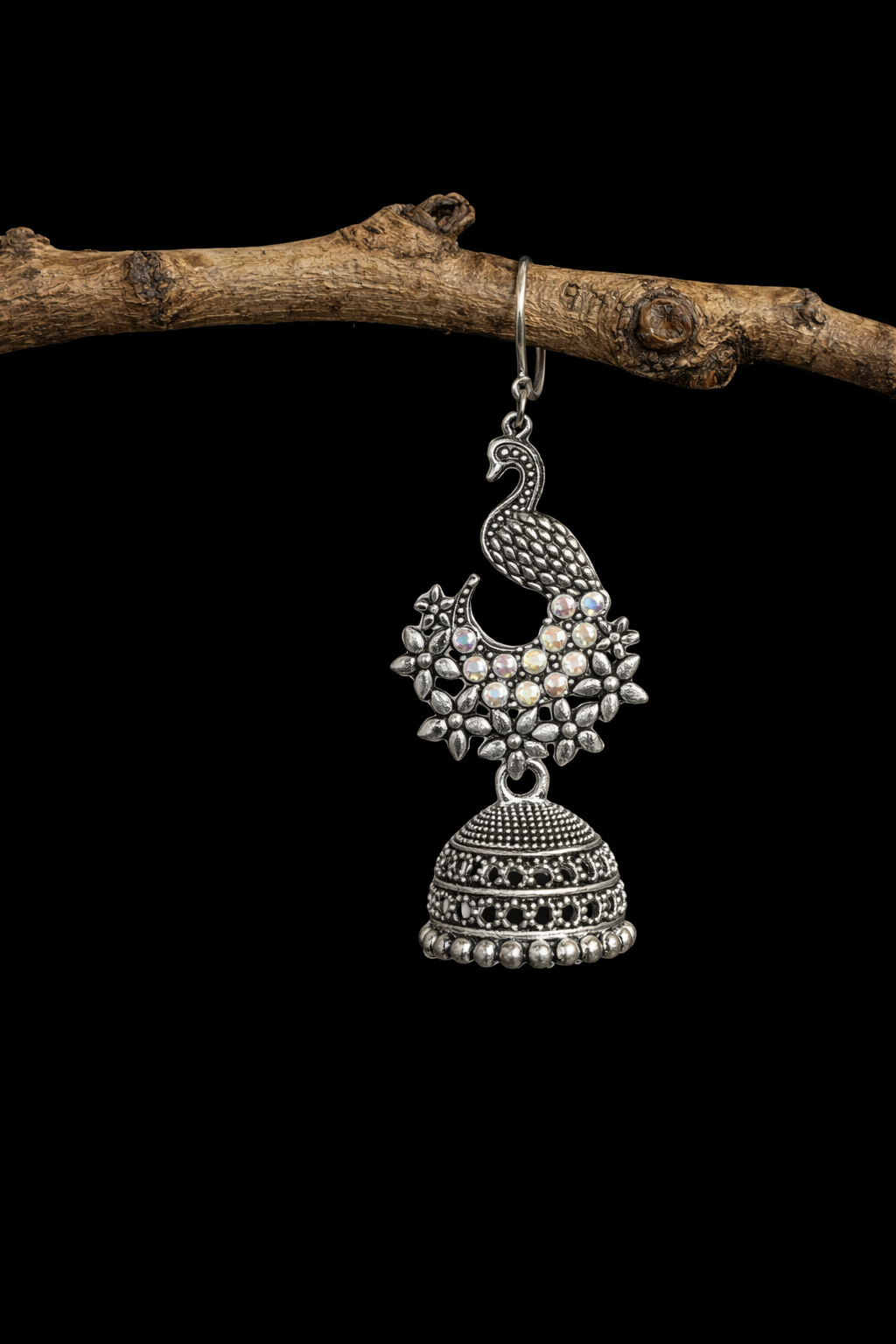 Peacock Majesty Stone-Studded Jhumkas