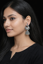 Peacock Majesty Stone-Studded Jhumkas